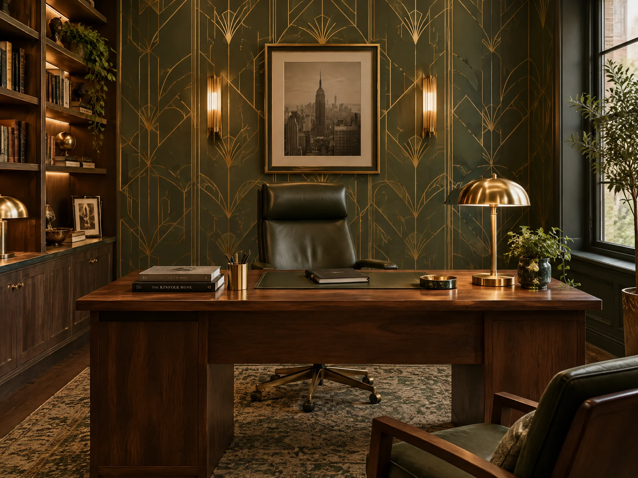 Personal Office Interior with geometric wallcovering